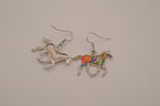 Multicolor enamel horse dangle earring