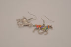 Multicolor enamel horse dangle earring
