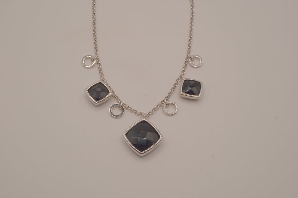 Sterling silver multi-pendant drape necklace