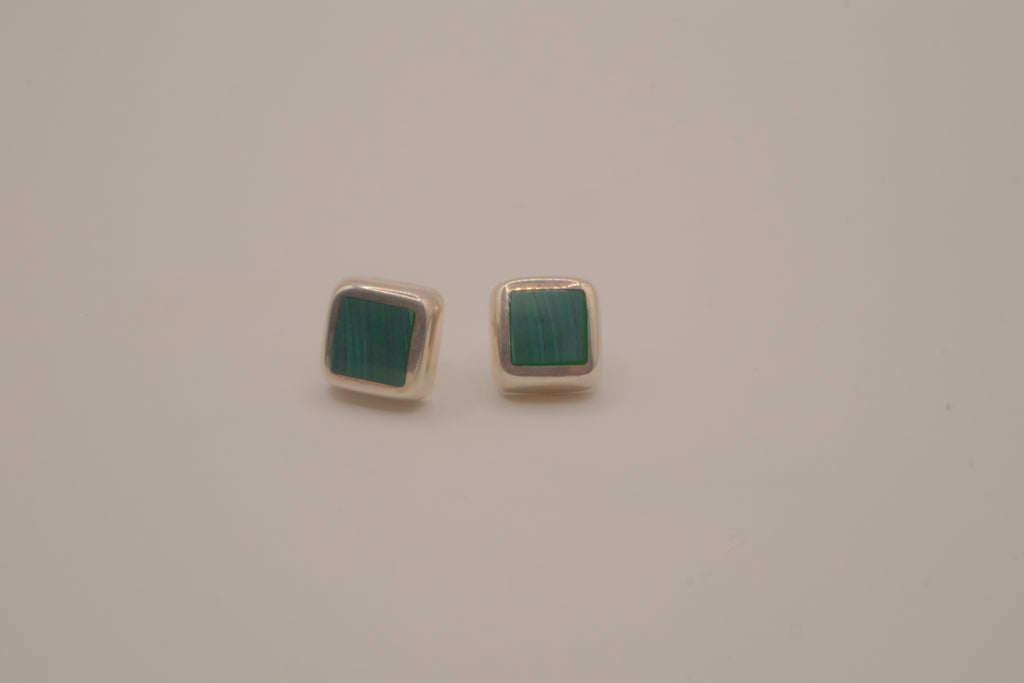 Sterling silver green malachite stud earring&nbsp;