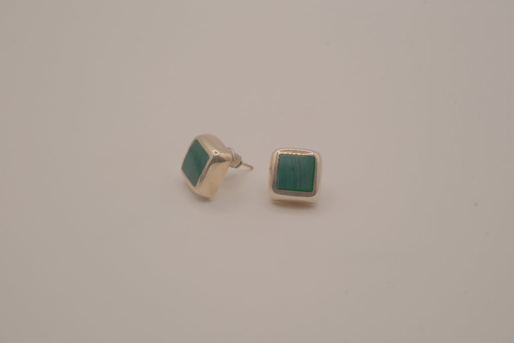 Sterling silver green malachite stud earring&nbsp;