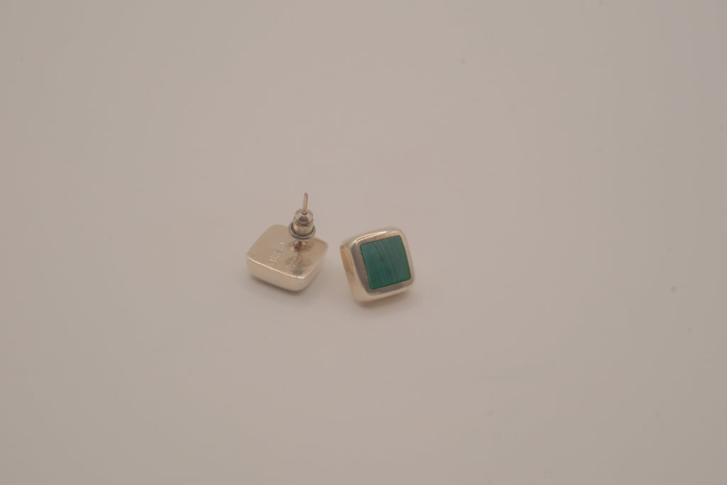 Sterling silver green malachite stud earring&nbsp;