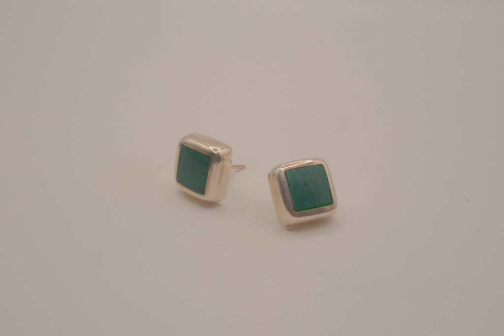Sterling silver green malachite stud earring&nbsp;