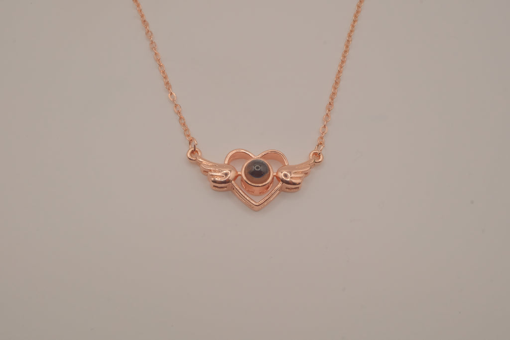 Sterling silver "I Love You" Angel Wings Heart necklace