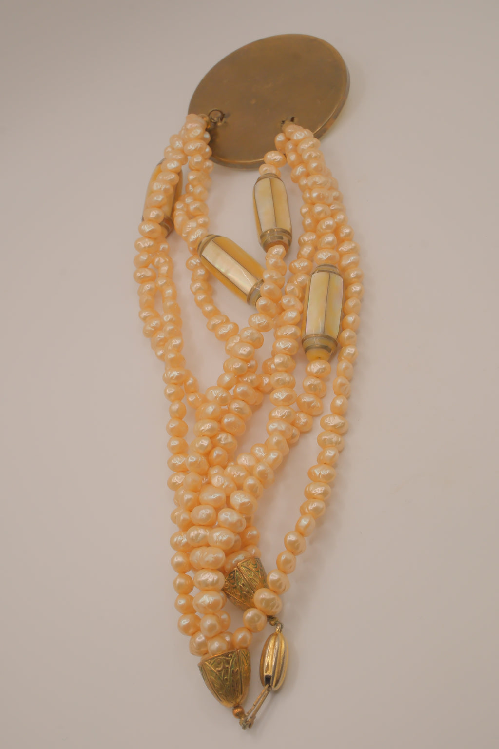 Vintage Mother of Pearl shell disk necklace