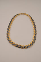 Vintage 1980s gold-toned black enamel collar necklace