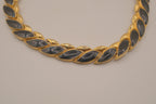 Vintage 1980s gold-toned black enamel collar necklace