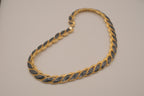 Vintage 1980s gold-toned black enamel collar necklace