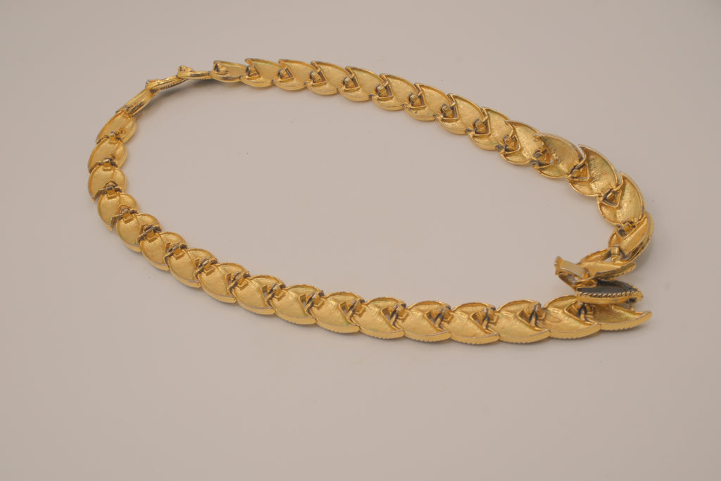 Vintage 1980s gold-toned black enamel collar necklace