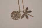 Antique brass dragonfly pendant necklace