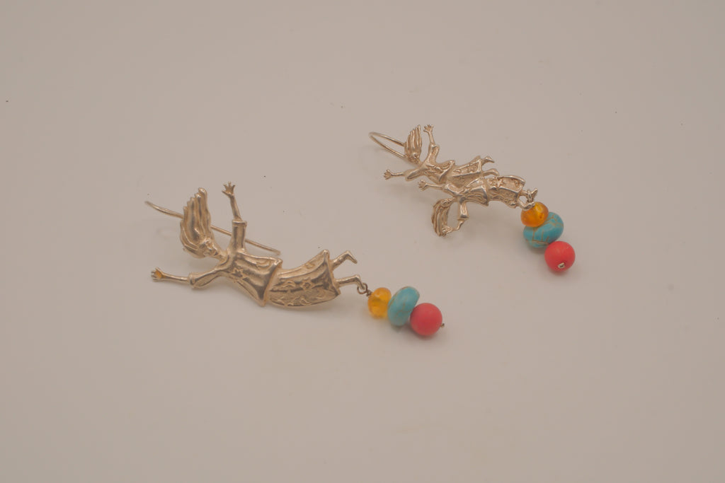 Whimsical sterling silver drop earrings