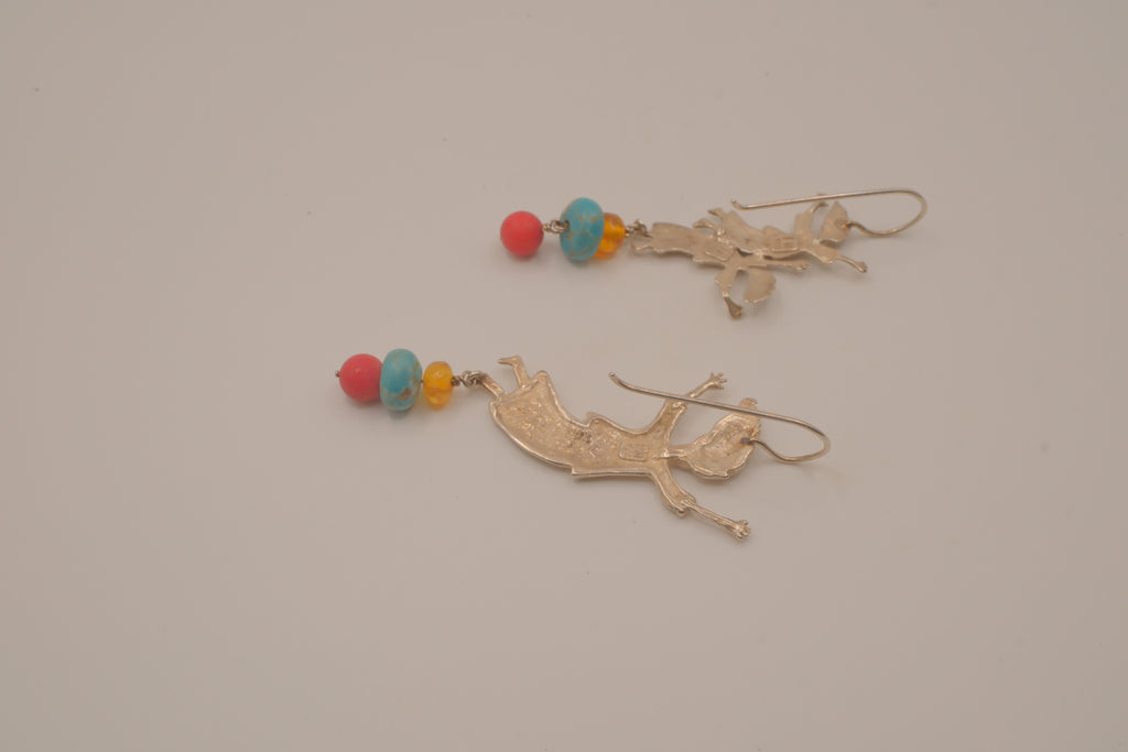 Whimsical sterling silver drop earrings