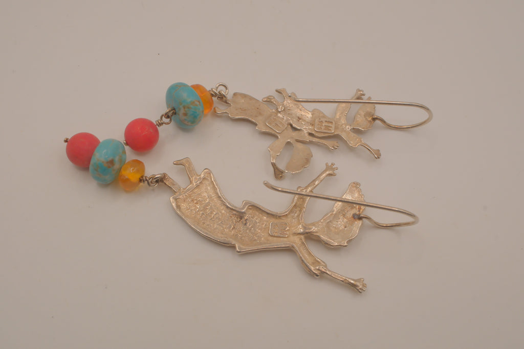 Whimsical sterling silver drop earrings