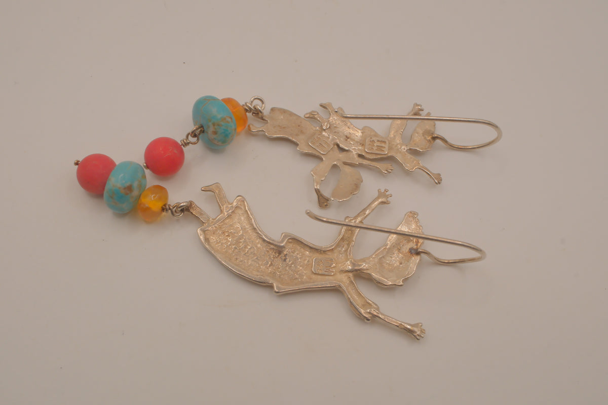 Whimsical sterling silver drop earrings