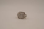 SIlver tone square halo cluster ring