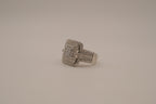 SIlver tone square halo cluster ring