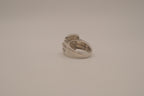 SIlver tone square halo cluster ring