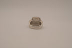 SIlver tone square halo cluster ring