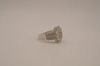 SIlver tone square halo cluster ring