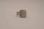 SIlver tone square halo cluster ring
