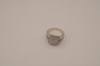 SIlver tone square halo cluster ring