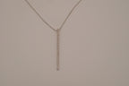 Sterling silver vertical diamond bar pendant necklace