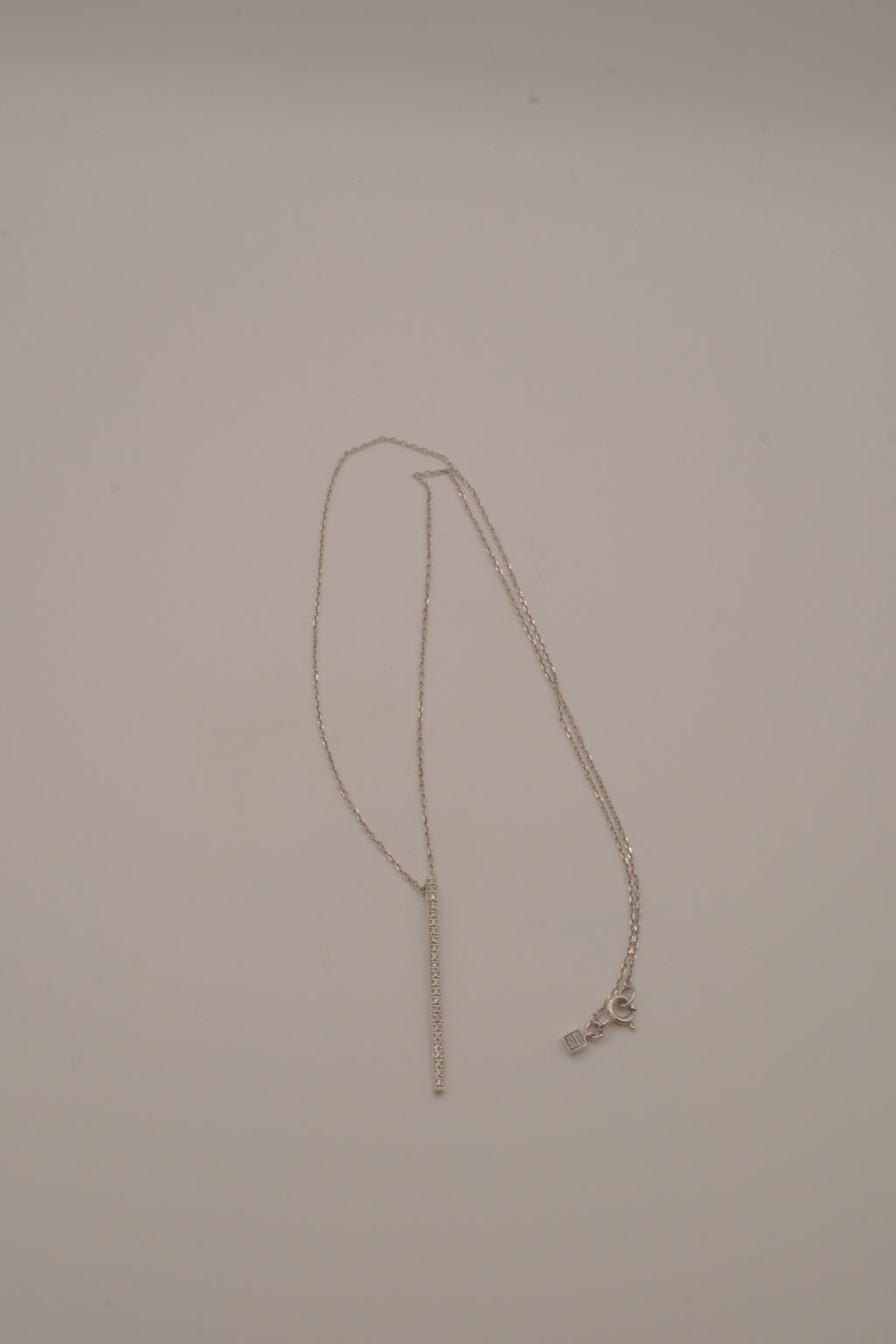 Sterling silver vertical diamond bar pendant necklace