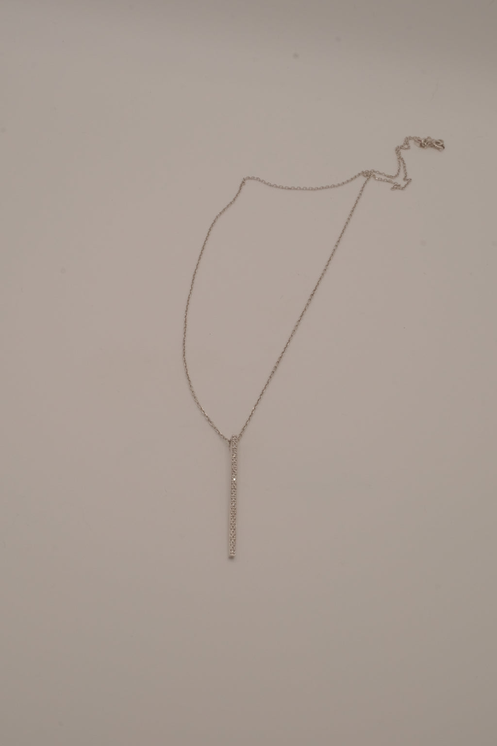 Sterling silver vertical diamond bar pendant necklace
