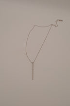 Sterling silver vertical diamond bar pendant necklace