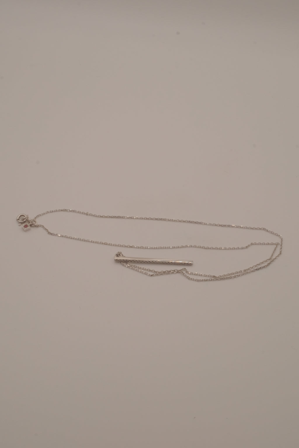 Sterling silver vertical diamond bar pendant necklace
