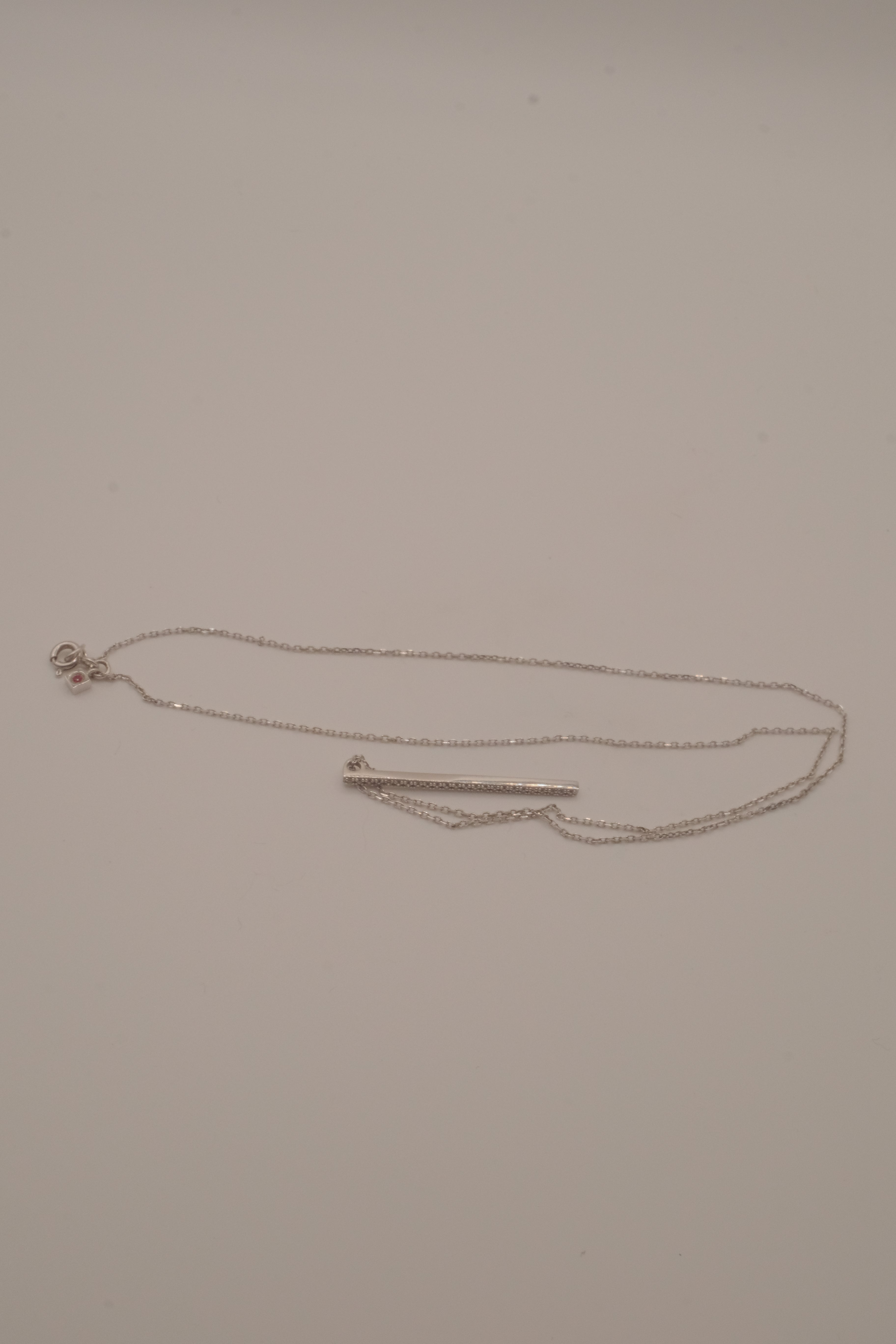 Sterling silver vertical diamond bar pendant necklace