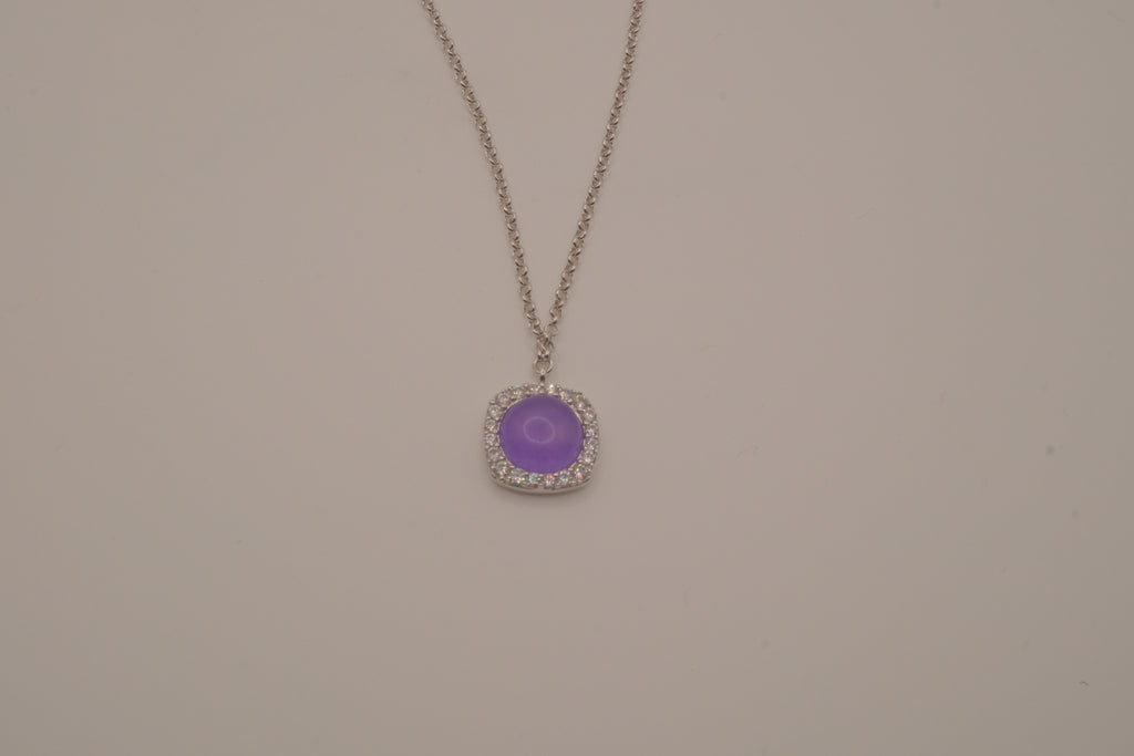 Elle sterling silver Purple halo pendant necklace