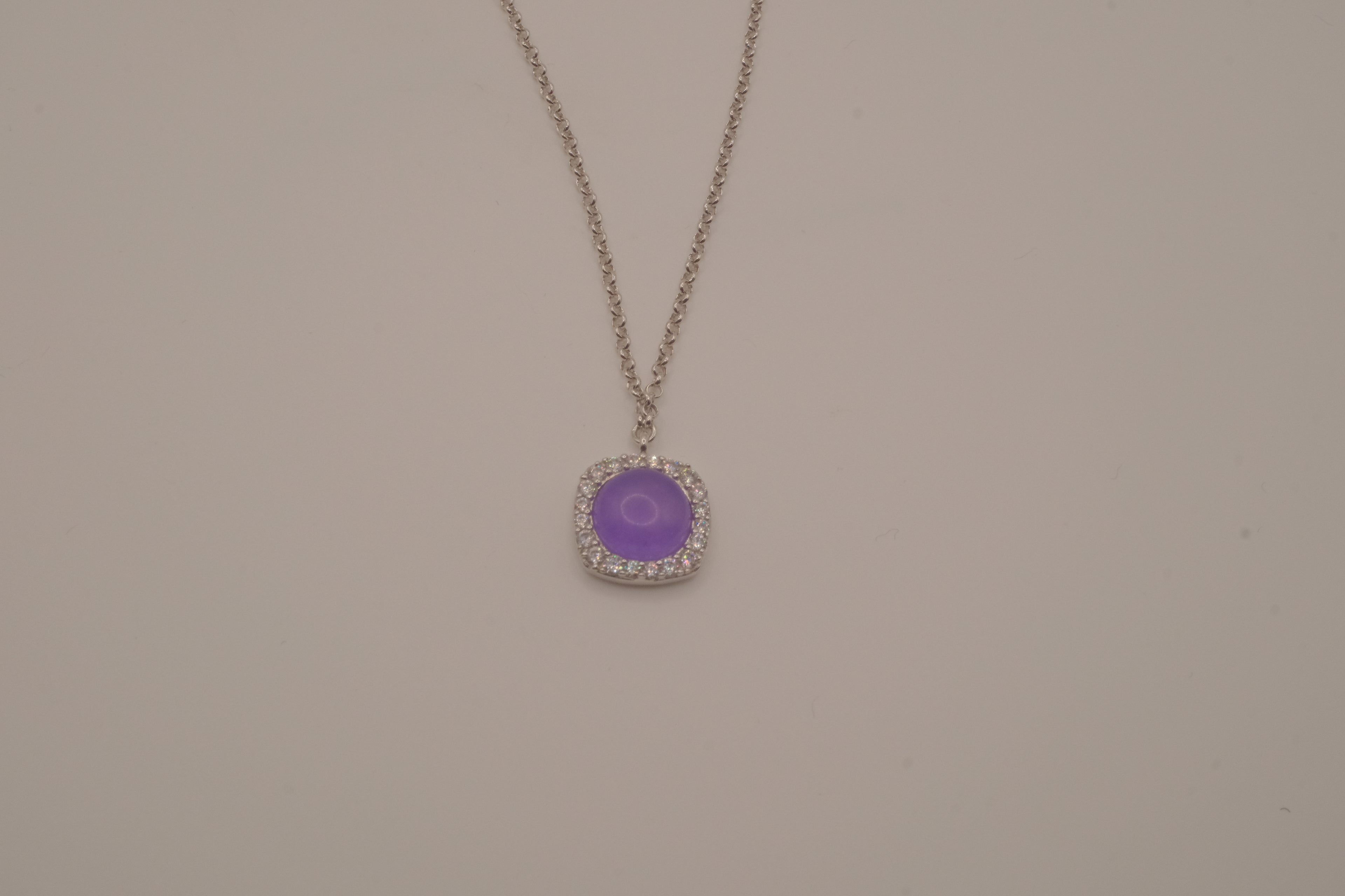 Elle sterling silver Purple halo pendant necklace
