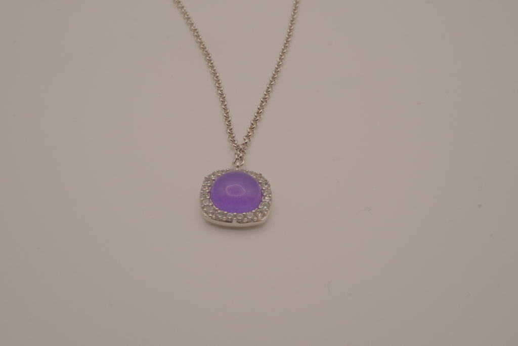 Elle sterling silver Purple halo pendant necklace