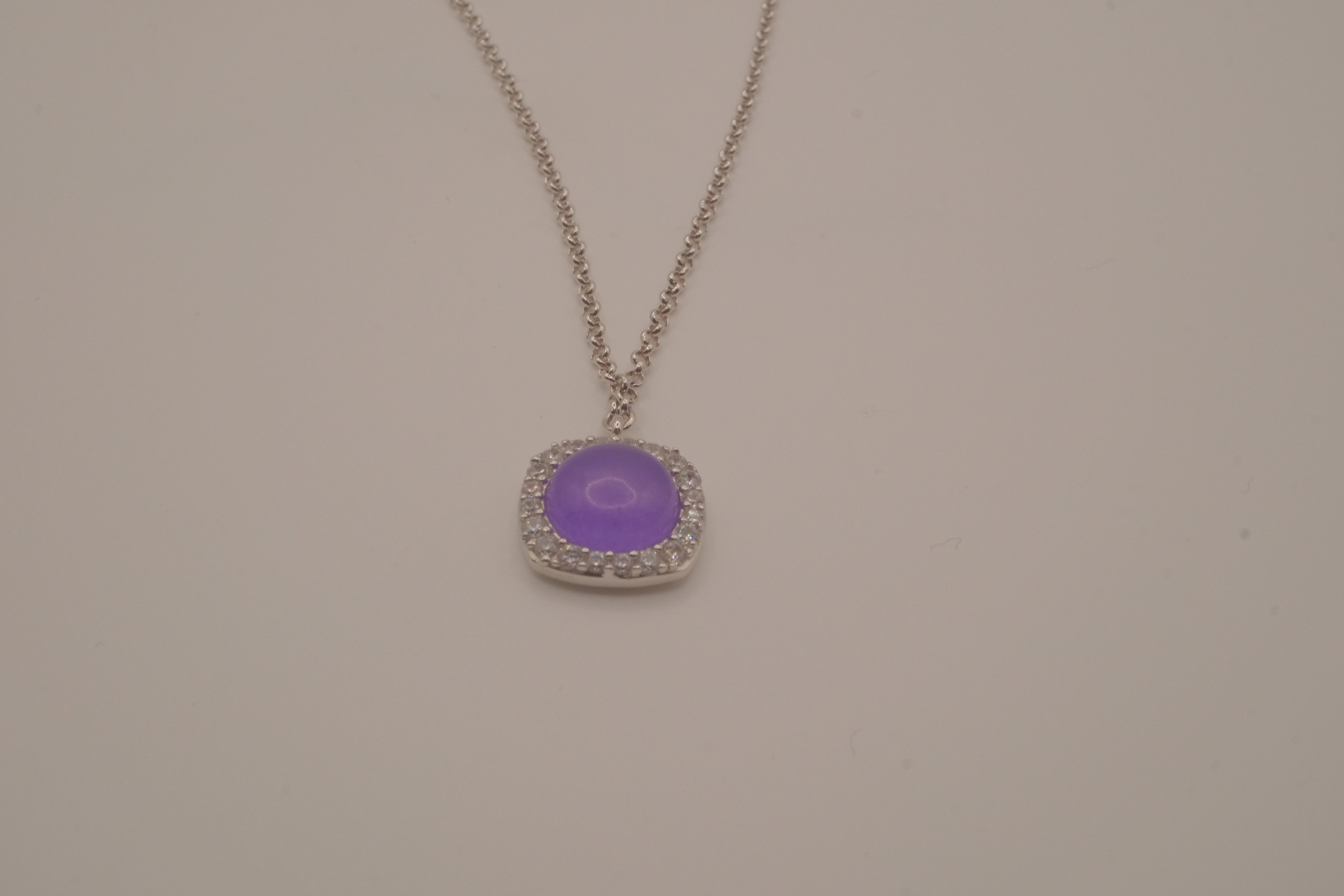 Elle sterling silver Purple halo pendant necklace