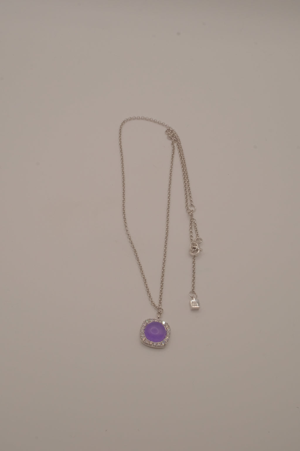 Elle sterling silver Purple halo pendant necklace