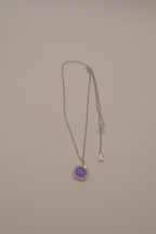 Elle sterling silver Purple halo pendant necklace