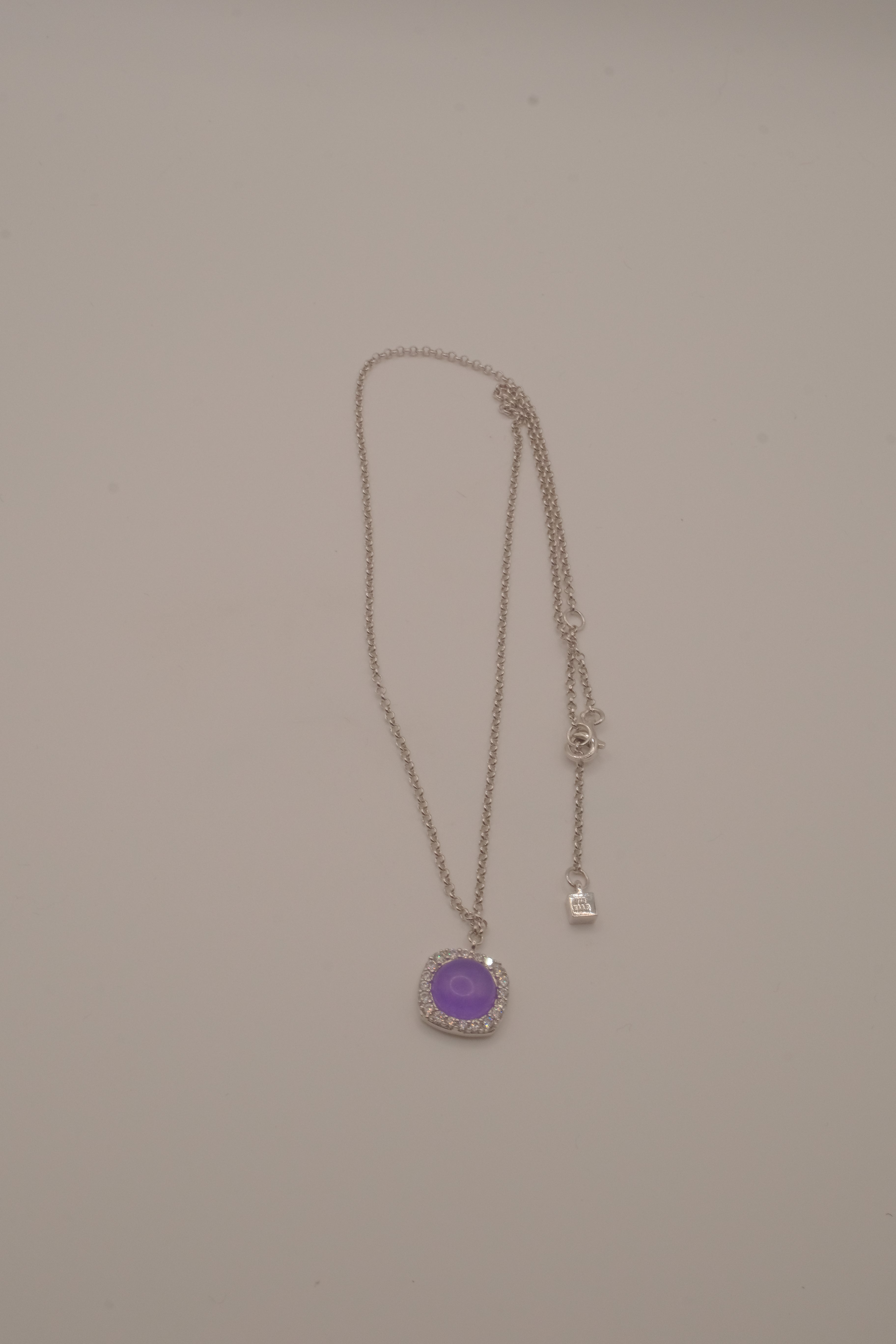 Elle sterling silver Purple halo pendant necklace