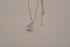 Elle sterling silver Purple halo pendant necklace