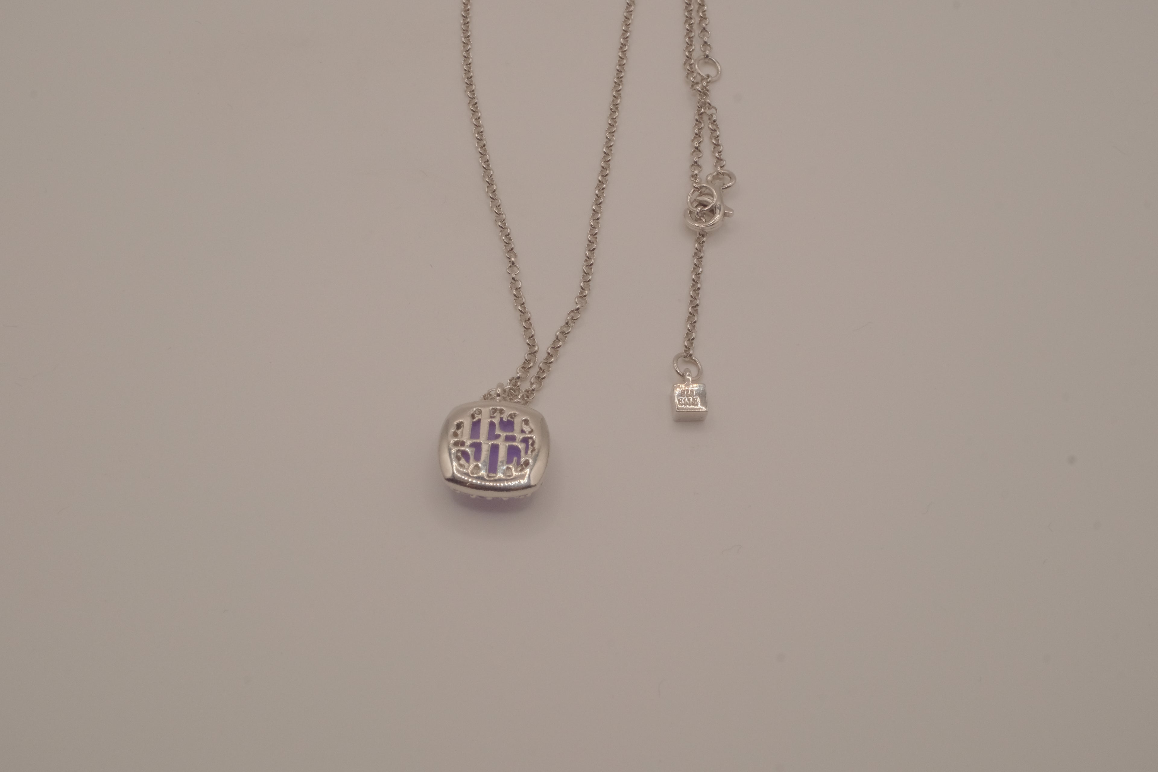 Elle sterling silver Purple halo pendant necklace