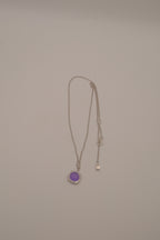 Elle sterling silver Purple halo pendant necklace