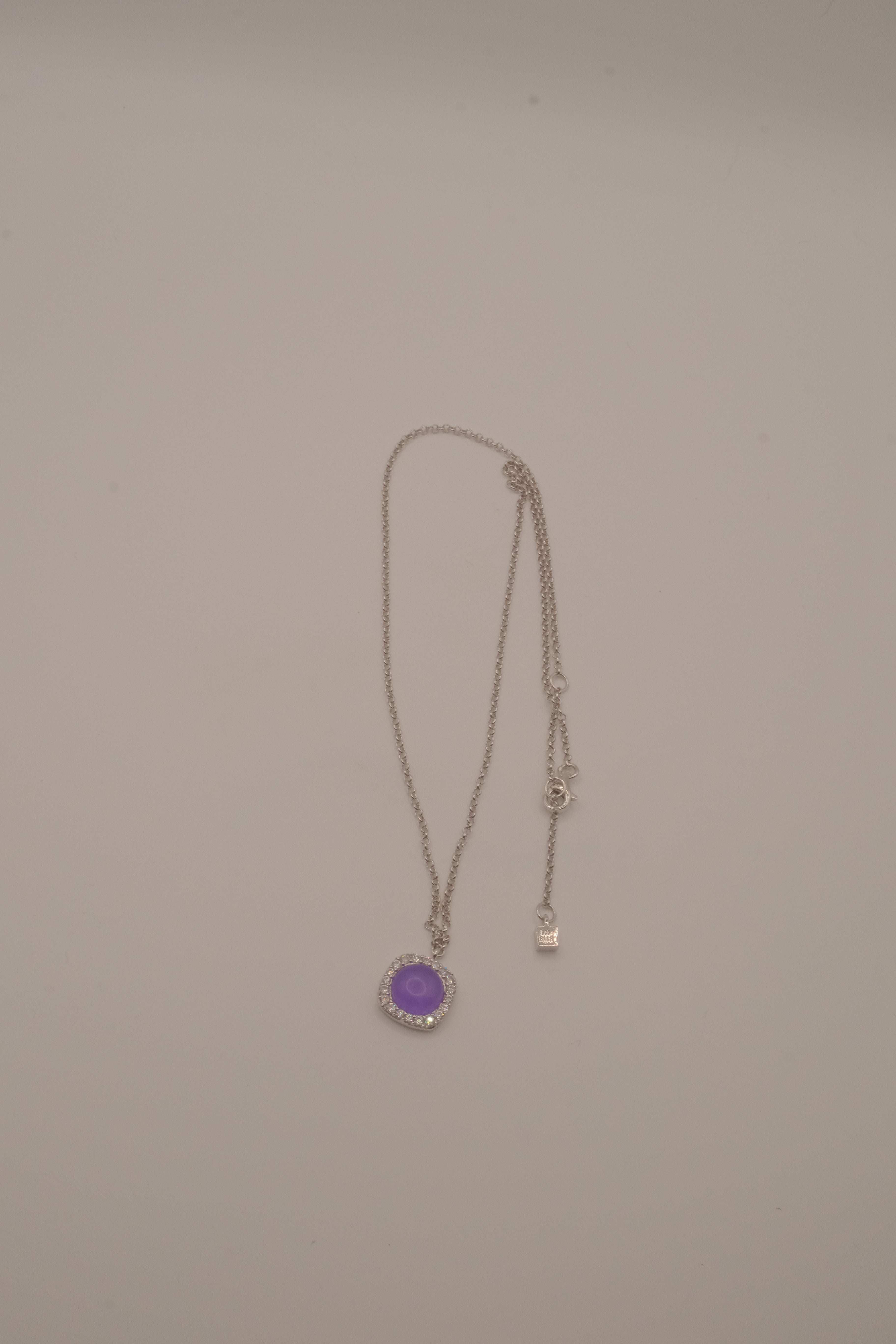 Elle sterling silver Purple halo pendant necklace