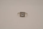 Silver tone square halo ring