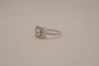 Silver tone square halo ring
