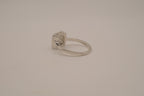 Silver tone square halo ring