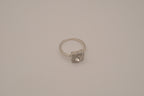 Silver tone square halo ring