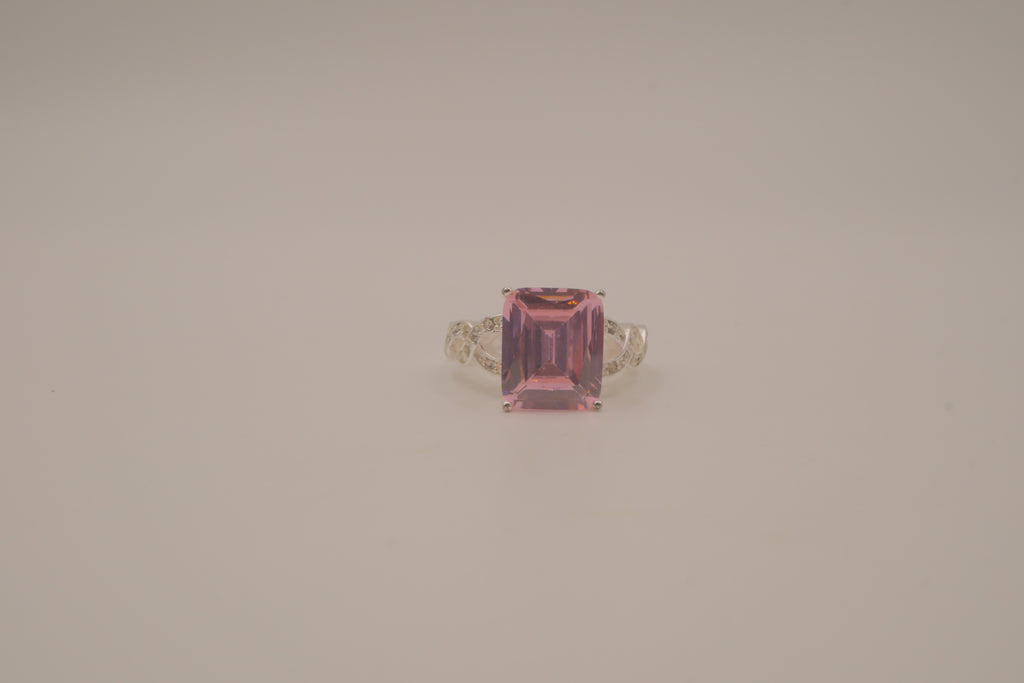 NVC emerald-cut pink rhinestone ring