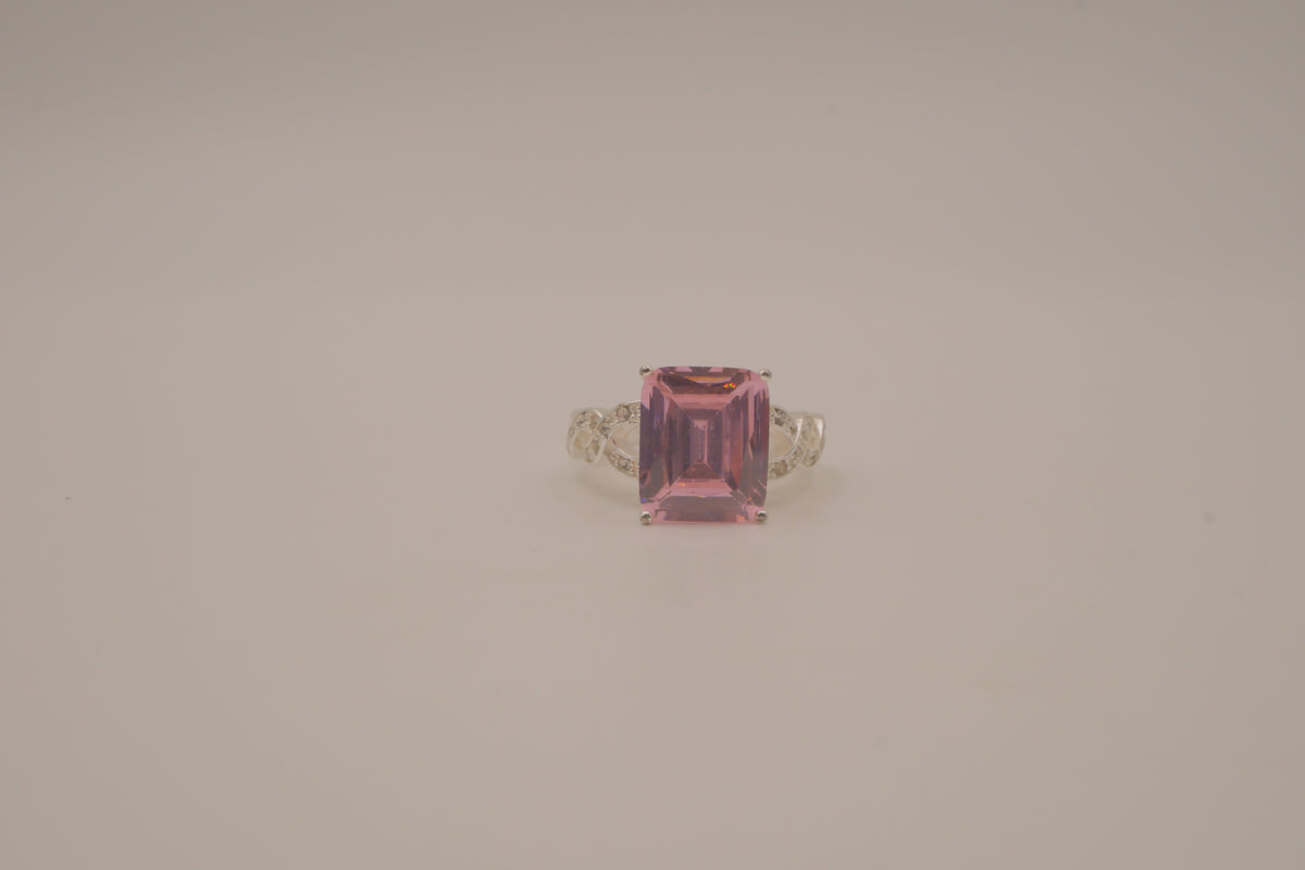 NVC emerald-cut pink rhinestone ring