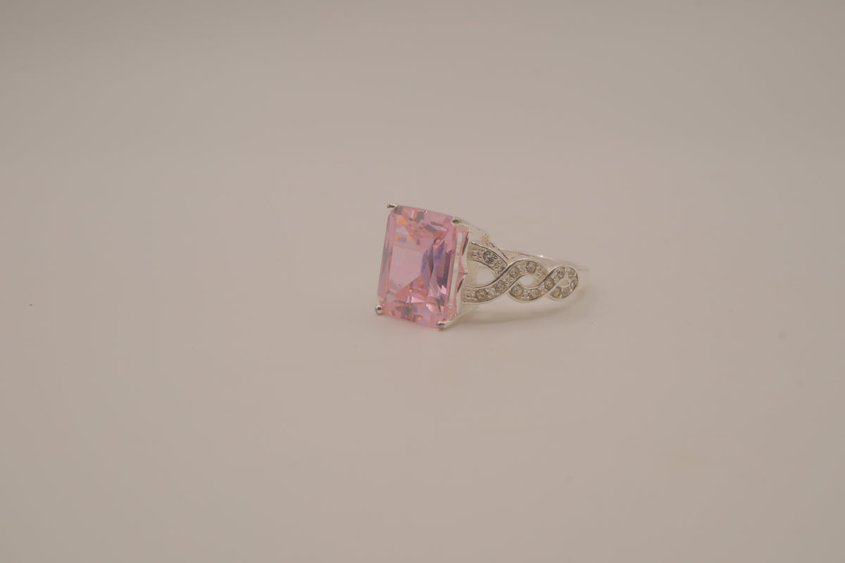NVC emerald-cut pink rhinestone ring