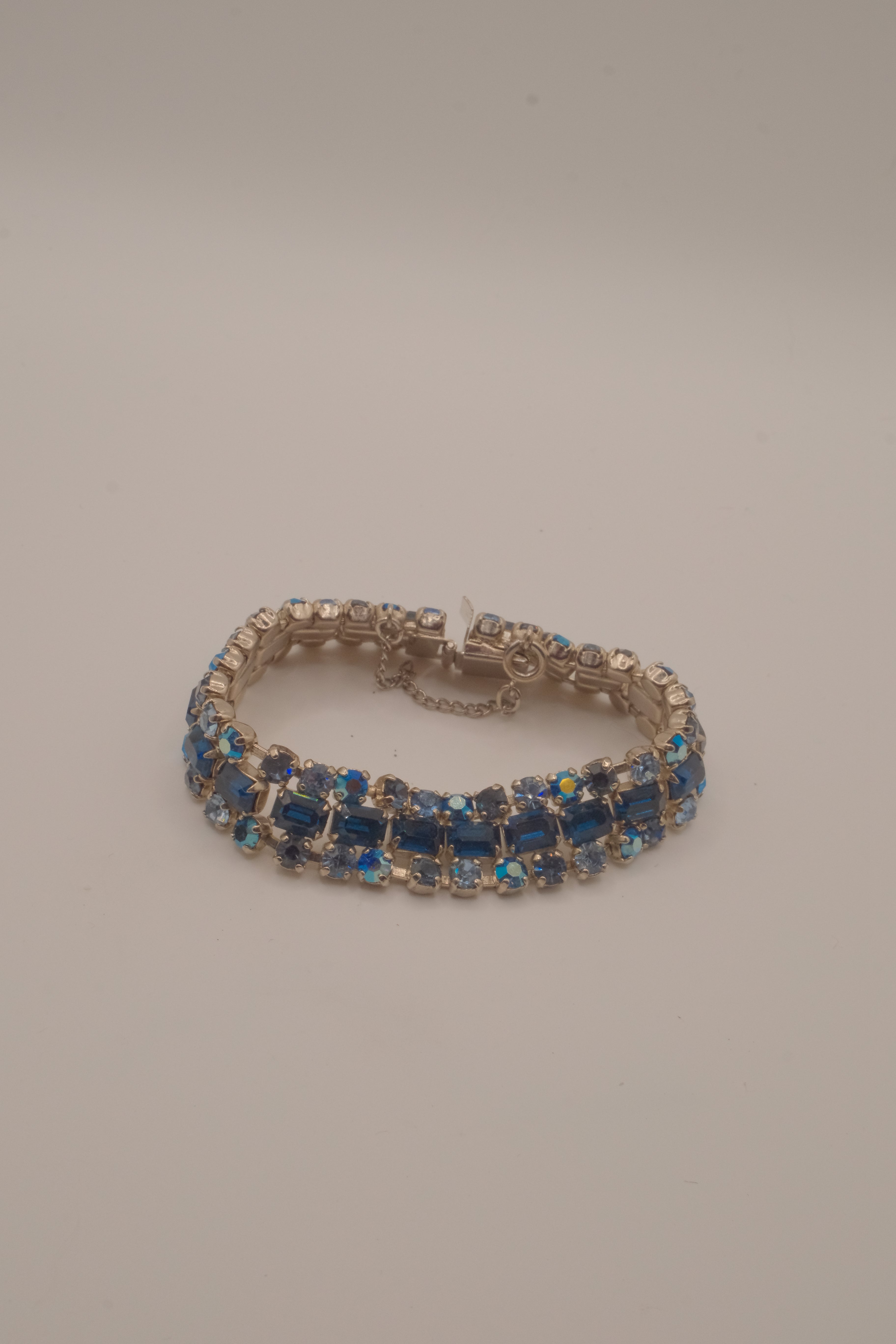 Vintage multi-row blue rhinestone bracelet